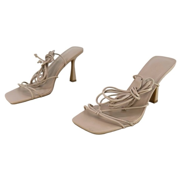 Open Edit | 11 Nude Lace Up Tie Strappy Heels Nordstrom - Picture 1 of 7